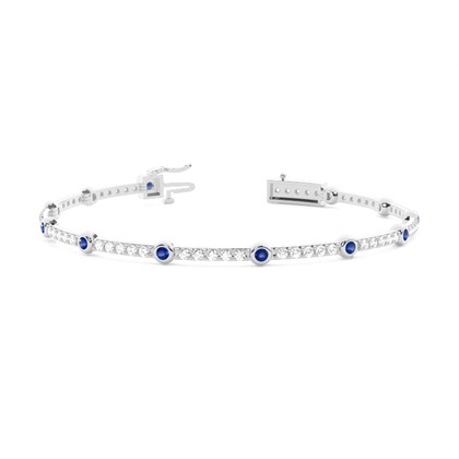 4 Prong Setting Round Blue Sapphire Tennis Bracelet