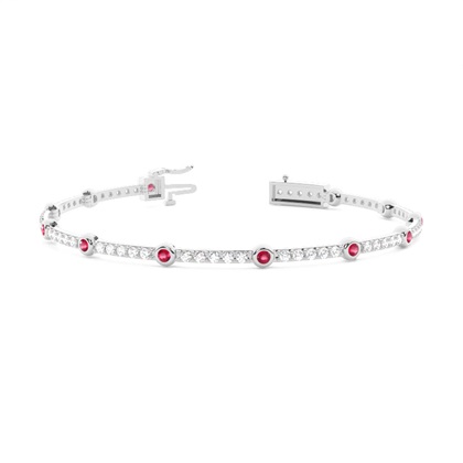 4 Prong Setting Round Ruby Tennis Bracelet