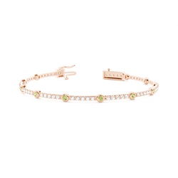 Rundes Peridot-Tennisarmband mit 4 Krappenfassungen
