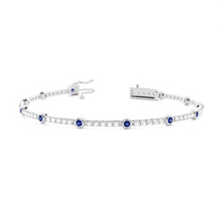 Rundes Tennisarmband mit blauem Saphir in 4 Krappenfassungen