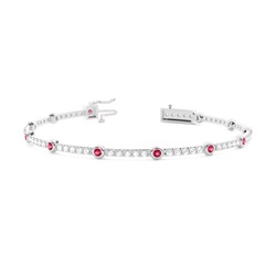 Rundes Rubin-Tennisarmband mit 4 Krappenfassungen