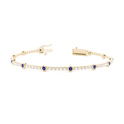Rundes Tennisarmband mit blauem Saphir in 4 Krappenfassungen