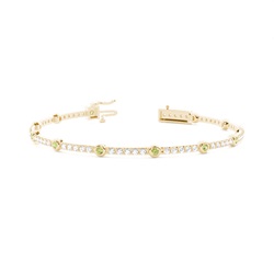 Rundes Peridot-Tennisarmband mit 4 Krappenfassungen