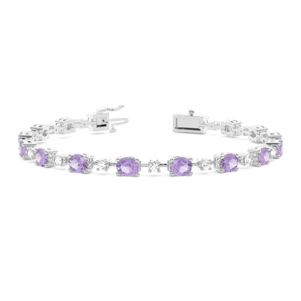 4 Prong Setting Oval Amethyst Tennis Bracelet