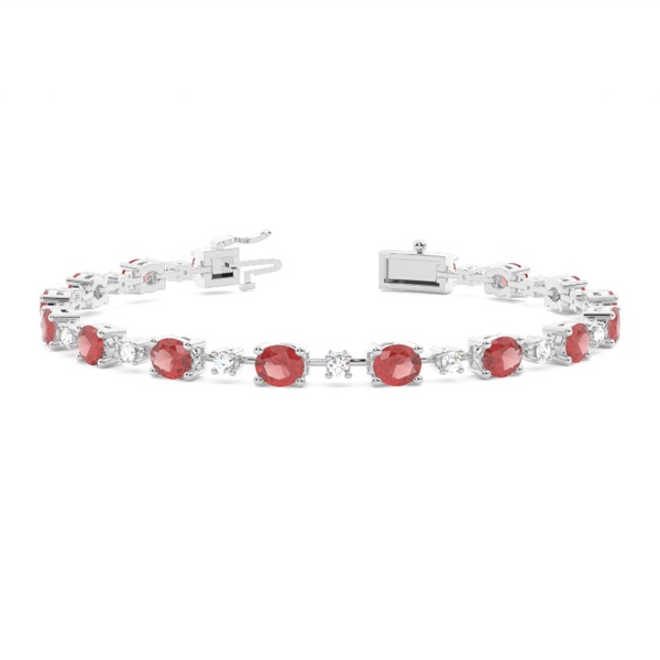 4 Prong Setting Oval Garnet Tennis Bracelet