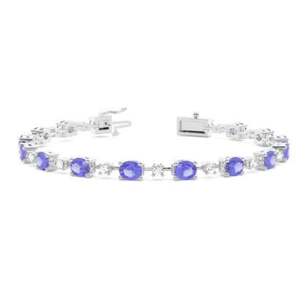 4 Prong Setting Oval Tanzanite Tennis Bracelet