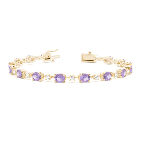 4 Prong Setting Oval Amethyst Tennis Bracelet