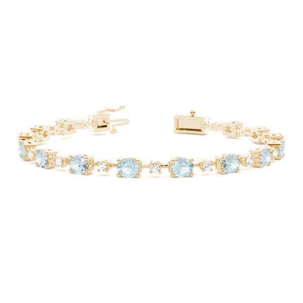 4 Prong Setting Oval Aquamarine Tennis Bracelet