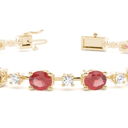 Ovales Granat-Tennisarmband mit 4 Krappenfassungen