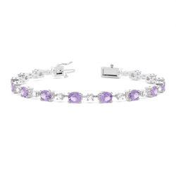 4 Prong Setting Oval Amethyst Tennis Bracelet