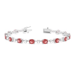 4 Prong Setting Oval Garnet Tennis Bracelet