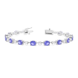 4 Prong Setting Oval Tanzanite Tennis Bracelet