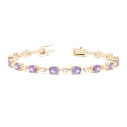 4 Prong Setting Oval Amethyst Tennis Bracelet