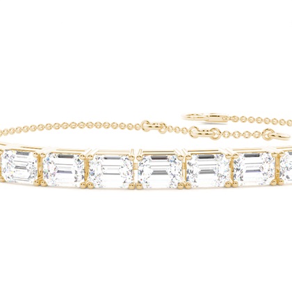 Smaragd und Runde Diamanten Krappenfassung in einem Zierlichen Armband