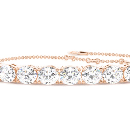 Oval und Runde Diamanten Krappenfassung in einem Zierlichen Armband