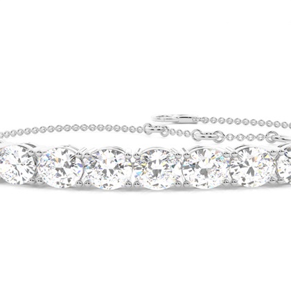 Oval und Runde Diamanten Krappenfassung in einem Zierlichen Armband