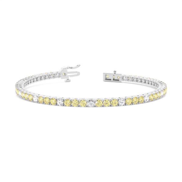 4 Prong Setting Round Yellow Diamond Designer Bracelet