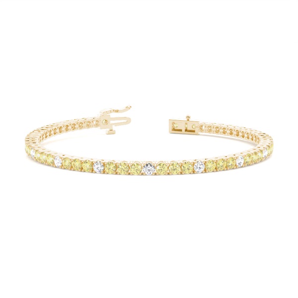 4 Prong Setting Round Yellow Diamond Designer Bracelet