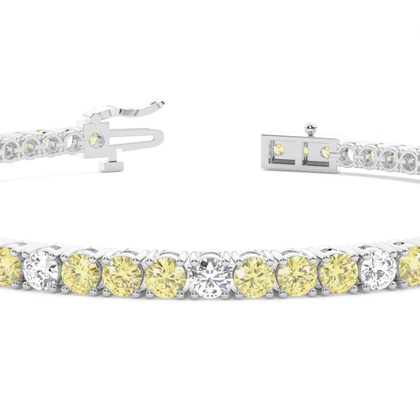 4 Prong Setting Round Yellow Diamond Designer Bracelet