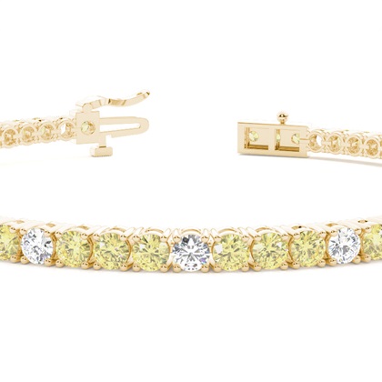 4 Prong Setting Round Yellow Diamond Designer Bracelet