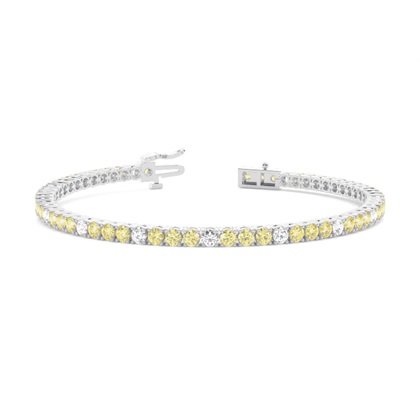 4 Prong Setting Round Yellow Diamond Designer Bracelet