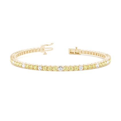 4 Prong Setting Round Yellow Diamond Designer Bracelet