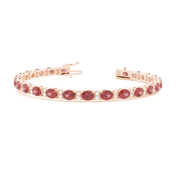 4 Prong Setting Oval Garnet Tennis Bracelet