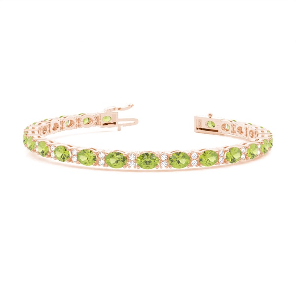 4 Prong Setting Oval Peridot Tennis Bracelet