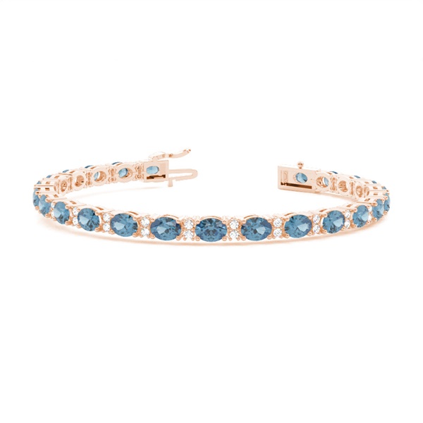 4 Prong Setting Oval Blue Topaz Tennis Bracelet