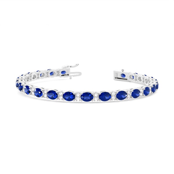 4 Prong Setting Oval Blue Sapphire Tennis Bracelet
