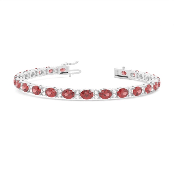 4 Prong Setting Oval Garnet Tennis Bracelet