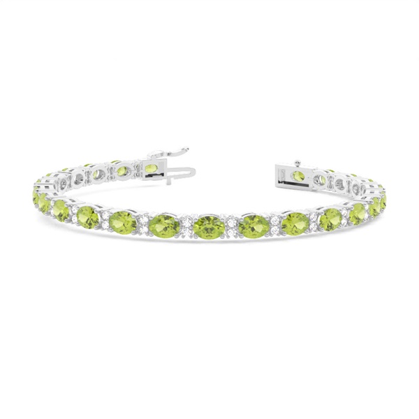 4 Prong Setting Oval Peridot Tennis Bracelet