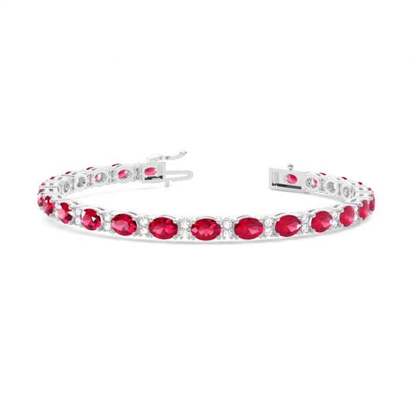 4 Prong Setting Oval Ruby Tennis Bracelet