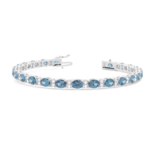 4 Prong Setting Oval Blue Topaz Tennis Bracelet