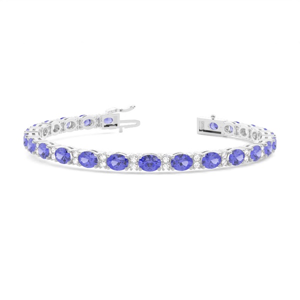 4 Prong Setting Oval Tanzanite Tennis Bracelet