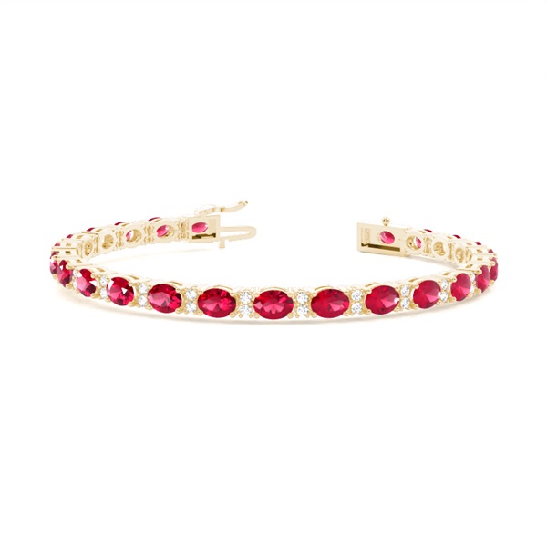 4 Prong Setting Oval Ruby Tennis Bracelet