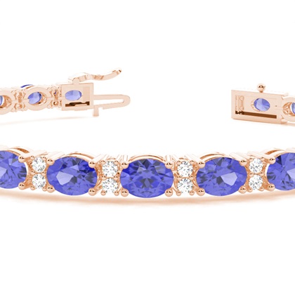 4 Prong Setting Oval Tanzanite Tennis Bracelet