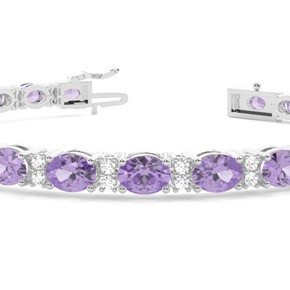 Ovales Amethyst-Tennisarmband mit 4 Krappenfassungen