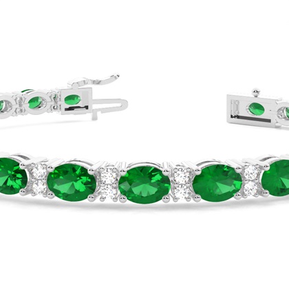4 Prong Setting Oval Emerald Tennis Bracelet