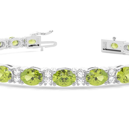 Ovales Peridot-Tennisarmband in 4 Krappenfassungen