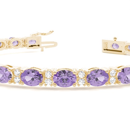 Ovales Amethyst-Tennisarmband mit 4 Krappenfassungen