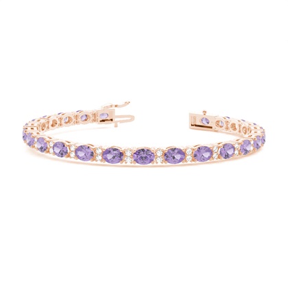 4 Prong Setting Oval Amethyst Tennis Bracelet