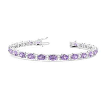 4 Prong Setting Oval Amethyst Tennis Bracelet