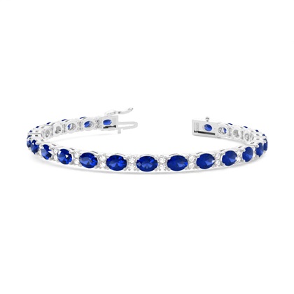4 Prong Setting Oval Blue Sapphire Tennis Bracelet