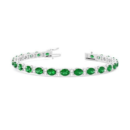 4 Prong Setting Oval Emerald Tennis Bracelet