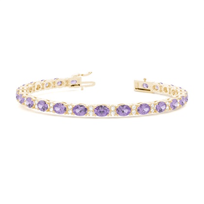 4 Prong Setting Oval Amethyst Tennis Bracelet