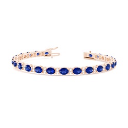 4 Prong Setting Oval Blue Sapphire Tennis Bracelet