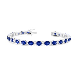 4 Prong Setting Oval Blue Sapphire Tennis Bracelet