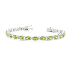 Ovales Peridot-Tennisarmband in 4 Krappenfassungen