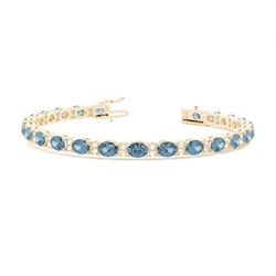 Ovales Tennisarmband mit blauem Topas in 4 Krappenfassungen